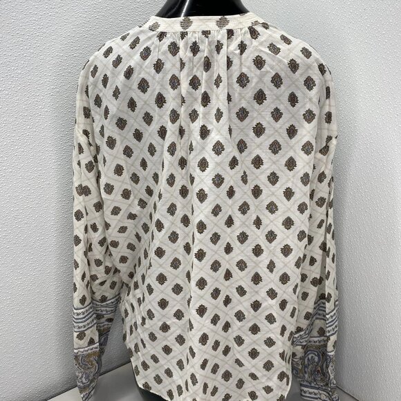 NEW VERONICA BEARD Lollie Paisley Button-Down Blouse – White Dove/Multi – S - Picture 9 of 12